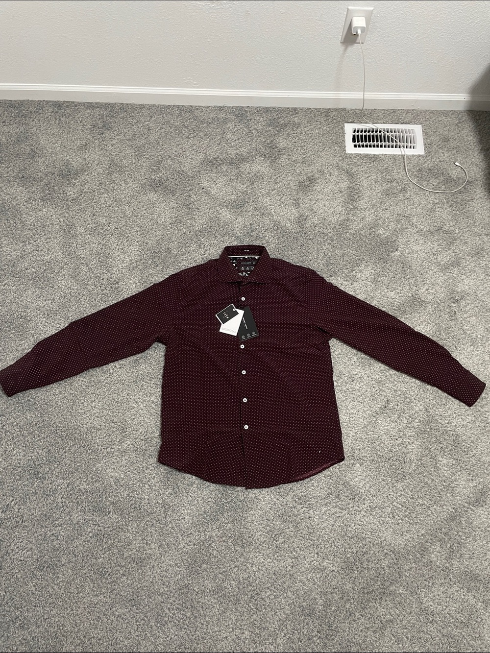 Denim & Flower Men's Maroon Microdot Dress Shirt